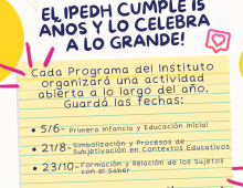 Invitación a los 3 conversatorios en el marco de los 15 años del IPEDH