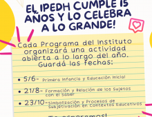 Invitación a los 3 conversatorios en el marco de los 15 años del IPEDH