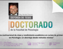 Afiche de invitación a la defensa de Nicolás Chiarino