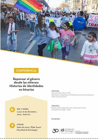 Invitación a la conferencia "Repensar el género desde las niñeces: Historias de identidades no binarias"