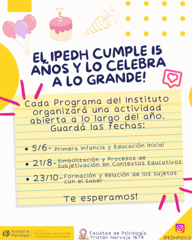 Invitación a los 3 conversatorios en el marco de los 15 años del IPEDH
