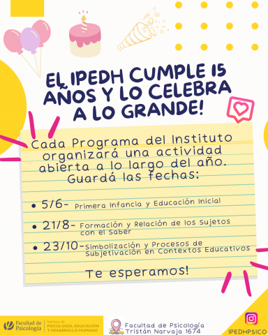 Invitación a los 3 conversatorios en el marco de los 15 años del IPEDH
