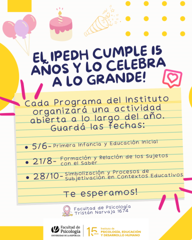 Invitación a los 3 conversatorios en el marco de los 15 años del IPEDH