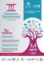 Afiche del tercer Encuentro de Psicología y Educación, realizado el 3 y 4 de agosto de 2017 en Facultad de Psicología, UdelaR.