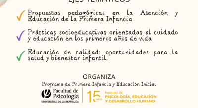 Afiche de las VIII Jornadas de Primera Infancia y Educación Inicial "Aportes a la propuesta educativa para la Atención y Educación de la Primera Infancia"